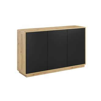 Petits Meubles Aparador 3 puertas estratificado Negro mate marr&oacute;n