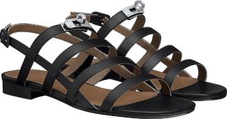 Herm&egrave;s Black Leather Transat Sandals Size 38
