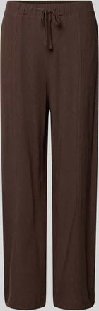 Jake*s Casual Stoffhose aus Viskose-Leinen-Mix mit elastischem Bund in Dunkelbraun, Gr&ouml;&szlig;e 34