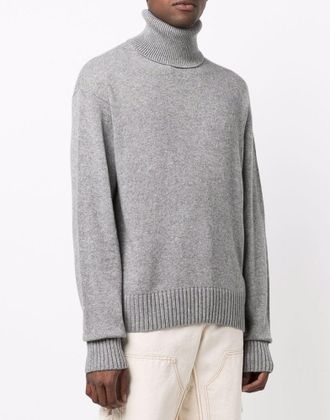 Off-white Mens Basic Knit Turtleneck Sweater Grey Clothing > Knitwear