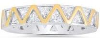 Queen Jewels Two-Tone Cubic Zirconia Zigzag Eternity Band Ring in Silver/Gold at Nordstrom Rack, Size 10