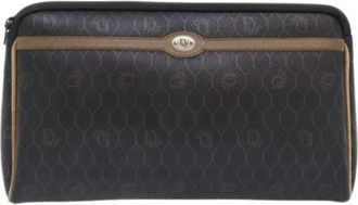 Dior Pre-owned Clutches, female, Black, Size: ONE SIZE Pre-owned Vintage honeycomb zip pouch