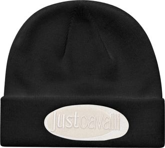 Roberto Cavalli Ribgebreide Beanie - Dames - Hoeden - Zwart - ONE Size - Accessoires