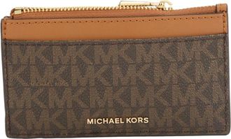 Michael Kors Accessoires, Dames, Bruin, ONE Size, Katoen, Jet Set Small Signature Logo Card Case
