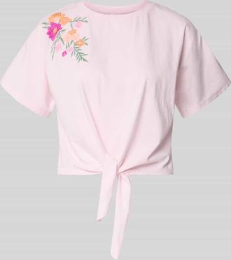 Vero Moda Regular Fit T-Shirt mit floralem Stitching Modell Fabian in Rosa, Gr&ouml;&szlig;e XL