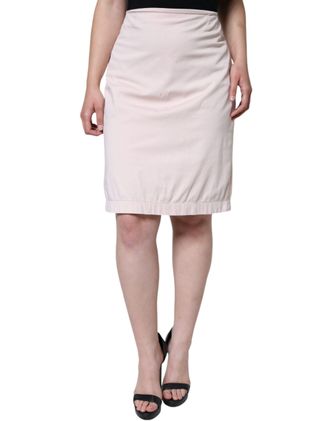 Gianfranco Ferre Cotton Stretch Mid Waist Pencil Cut Womens Skirt (Pre-Owned)