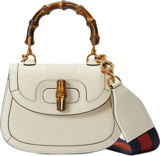 Gucci Bamboo 1947 Top Handle Bag Jumbo Gg Canvas White Canvas Bag (Pre-Owned)
