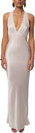 JLUXLABEL Satin Evenings Maxi Dress in Ivory at Nordstrom, Size Large