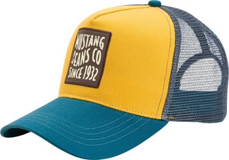 Mustang Trucker Cap MUSTANG, Damen, blau, mustard gelb, Materialmix, mehrfarbig, Caps Trucker Cap, Netzeinsatz, Gr&ouml;sse individuell verstellbar