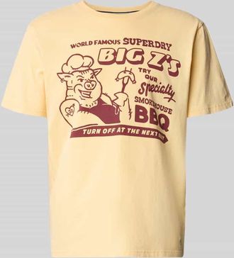 Superdry Loose Fit T-Shirt mit Label-Print Modell Roadside Trade in GELB, Gr&ouml;&szlig;e XXXL