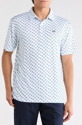 Callaway Tropical Cocktail Print Knit Golf Polo in Bright White at Nordstrom Rack, Size Xx-Large