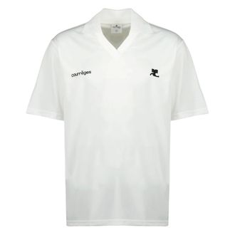 Courr&egrave;ges Polo Shirts, male, White, Size: XS Oversized Sports V-Neck Polo