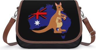 Generic Australian Map Kangaroos Leather Crossbody Bags for Women Messenger Handbag Purse Shoulder Bag