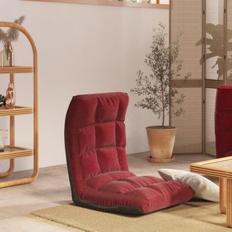 vidaXL Vidaxl - Tumbona De Suelo Plegable De Tela Rojo Vino Tinto