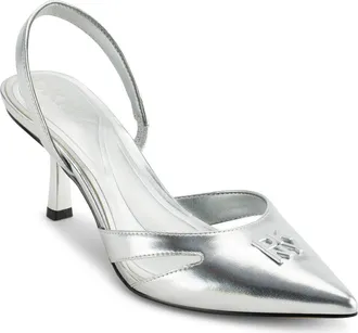 DKNY Glorianna Slingback Pointed Toe Pump in Silver at Nordstrom, Size 10