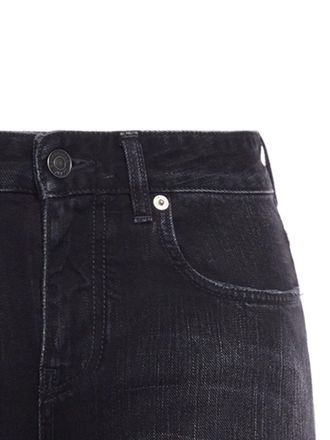 Balenciaga Womens Wide-leg Washed Black Denim Jeans Cotton - Size 26 (Waist)