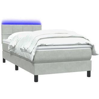 vidaXL Cama Box Spring Con Colch&oacute;n Terciopelo Gris Claro 90x210 Cm Vidaxl