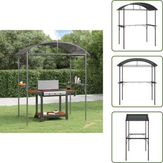 vidaXL The Living Store Gazebo Barbecue Ripiani Laterali Antracite 220x115x230 Acciaio - Barbecue esterno