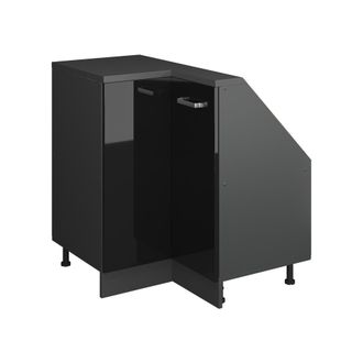 Vicco Armario Para Techo Inclinado Armario De Esquina Rion, Negro/antracita De Alto Brillo, 75.6 X 81.6 Cm Con 1 Puerta, Vicco