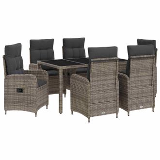 vidaXL Juego De Comedor Para Exteriores 7 Pcs Gris Claro Y Gris Oscuro Vidaxl