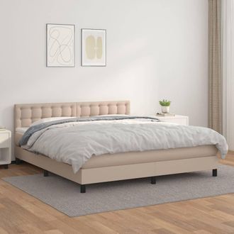 vidaXL Vidaxl - Cama Box Spring Con Colch&oacute;n Cuero Sint&eacute;tico Capuchino 180x200cm