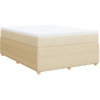 vidaXL Cama Box Spring Con Colch&oacute;n Tela Color Crema 140x200 Cm Vidaxl