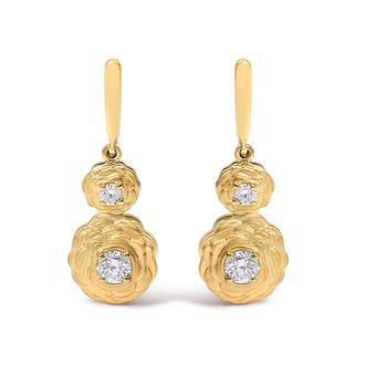 House of Brilliance 14K Yellow Gold Plated Sterling Silver 1/2 Cttw Lab Grown Diamond Matte Finish Drop Earrings