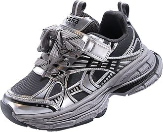 Generic Fashion All Children Sports Shoes Girls Boys Flat Sole Thick Sole Non Comfortable Casual Kid (Silver, 11.5 Little Child)
