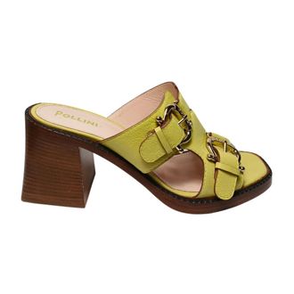 Pollini Schoenen, Dames, Geel, 37 1/2 EU, Leer, Heeled Mule