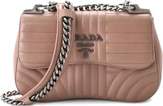 Prada Curved Flap Chain Diagramme Quilted Leather Small shoulder bag - Roze