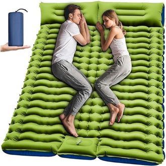 No Brand Colchoneta Inflable Para Acampar. Colchoneta Inflable Doble. Colchoneta Autoinflable Para Acampar. Verde. Ideal Para Senderismo, Viajes Por Carretera 