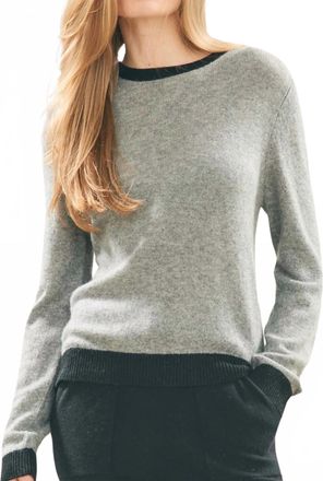 JUMPER 1234 Contrast Crewneck Sweater In Mid Grey And Black