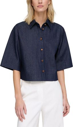 Lafayette 148 New York Button Front Cropped Shirt