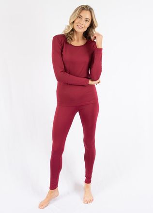 Leveret Womens Solid Thermal Pajama Set in Maroon at Nordstrom, Size X-Large