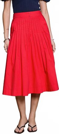 Current Air Pleated A-Line Midi Skirt In Red