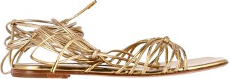 Gianvito Rossi Sylvie Strappy Flat Sandals in Gold Lamb Leather