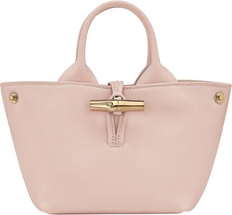 Longchamp Extra Small Le Roseau Leather Bucket Bag in Petal Pink at Nordstrom
