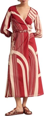 mare di latte Lise Wrap Jurk - Dames - Wikkelkleedje - Veelkleurig - 2XS - Katoen - Kleedjes