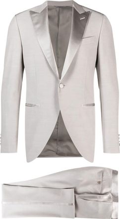 Canali silk-lapel single-breasted dinner suit - men - Viscose/Wool/Cupro - 50 - Grey