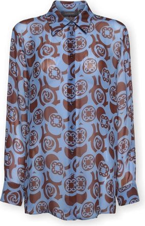 Elena Miro Overhemden, Dames, Veelkleurig, 4Xl, Printed Viscose Shirt