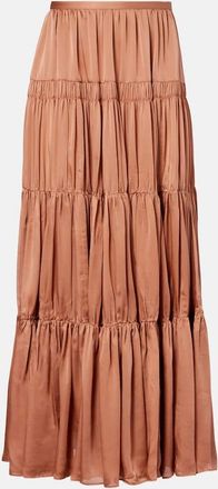 Ulla Johnson Gonna lunga Gaelle in raso di seta a balze