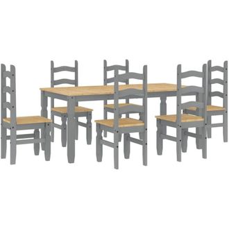 vidaXL Vidaxl - 7 Piece Dining Set Panama Grey Solid Wood Pine