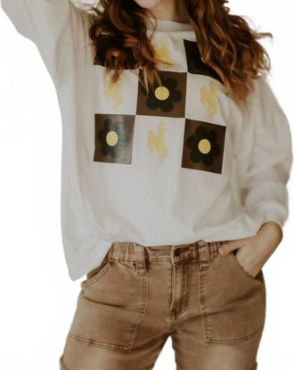 Chicka-D Floral Steamboat Checkerboard Shirt In White