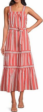 Elan Megan Maxi Dress In Coral Stripe