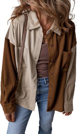 Azura Exchange Corduroy Tweedekleurige Overhemd met Knopen