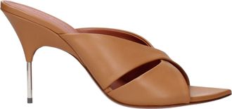 Amina Muaddi Womens Gilda Mules Stiletto - Tan Leather - Size EU 39