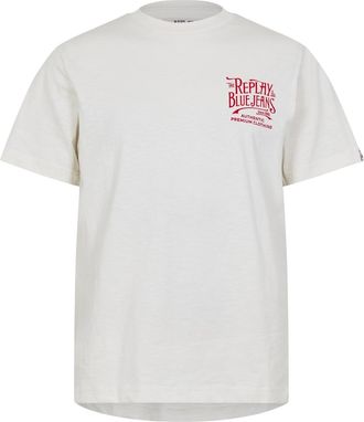 Replay Mannen Back Jeans Logo T-Shirt (Wit)