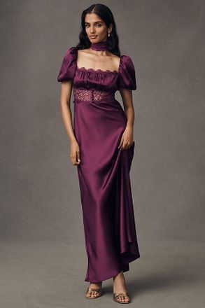 Mare Mare Satin & Lace Maxi Slip Dress