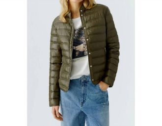 Oui & Me Short Puffer Jacket In Khaki