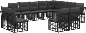 vidaXL Conjunto De Sof&aacute;s De Exterior Negro Y Gris Oscuro Poli&eacute;ster Vidaxl